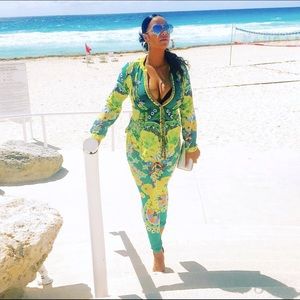 Colorful co-ord Set - bright colors! Sheer top & leggings set